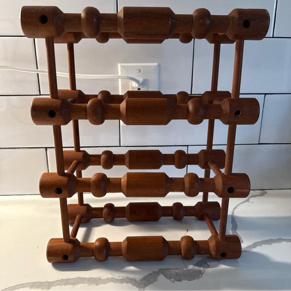Vintage MCM Danish Teak Nissen Langaa 3 or 4 Bottle Wine Holder Signed - Picture 3 of 10